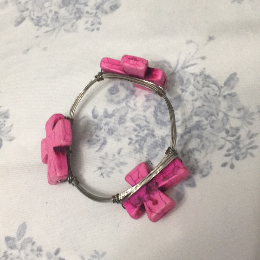 Pink Cross Wire Bracelet